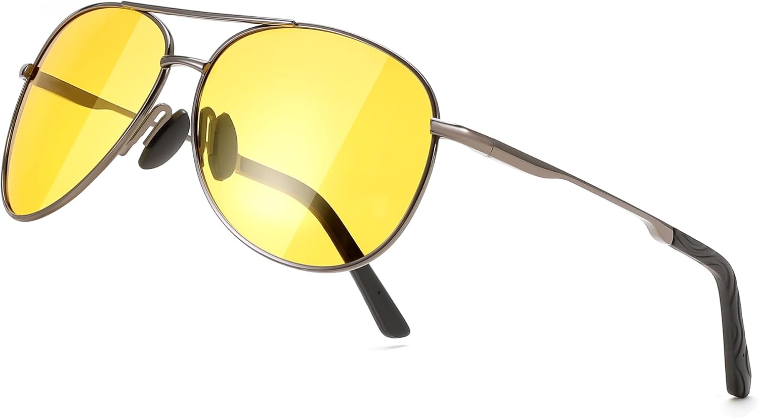 Yellow | B07BDCTMQ6 | FEISEDY Night Driving Glasses Night Vision Aviator Anti Glare Eyewear for Men Women B2294