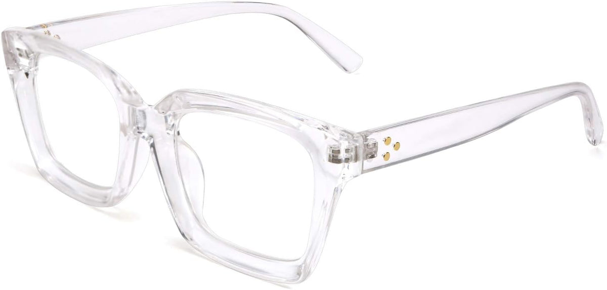 Transparent / 50 Millimeters | B08731SWLM | FEISEDY Glasses Frame Womens, Square Thick Eyeglasses Frame, Classic Eyewear for Men B2461
