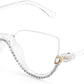 White / 52 Millimeters | B0BK8496V8 | FEISEDY Women Blue Light Blocking Glasses Fashion Half Frame Cat Eye Glasses Inlaid Diamond Anti Eyestrain B2995