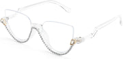 White / 52 Millimeters | B0BK8496V8 | FEISEDY Women Blue Light Blocking Glasses Fashion Half Frame Cat Eye Glasses Inlaid Diamond Anti Eyestrain B2995