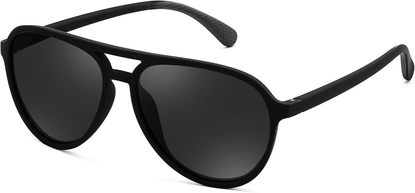 A Black / 56 Millimeters | B0GXP6L5JW | FEISEDY Polarized Aviator Sunglasses for Men Women Trendy Sports B0324 | 100% UV400 protection, HD TAC lenses, Lightweight & durable, Driving, Hiking, Fishing, 50% recycled materials