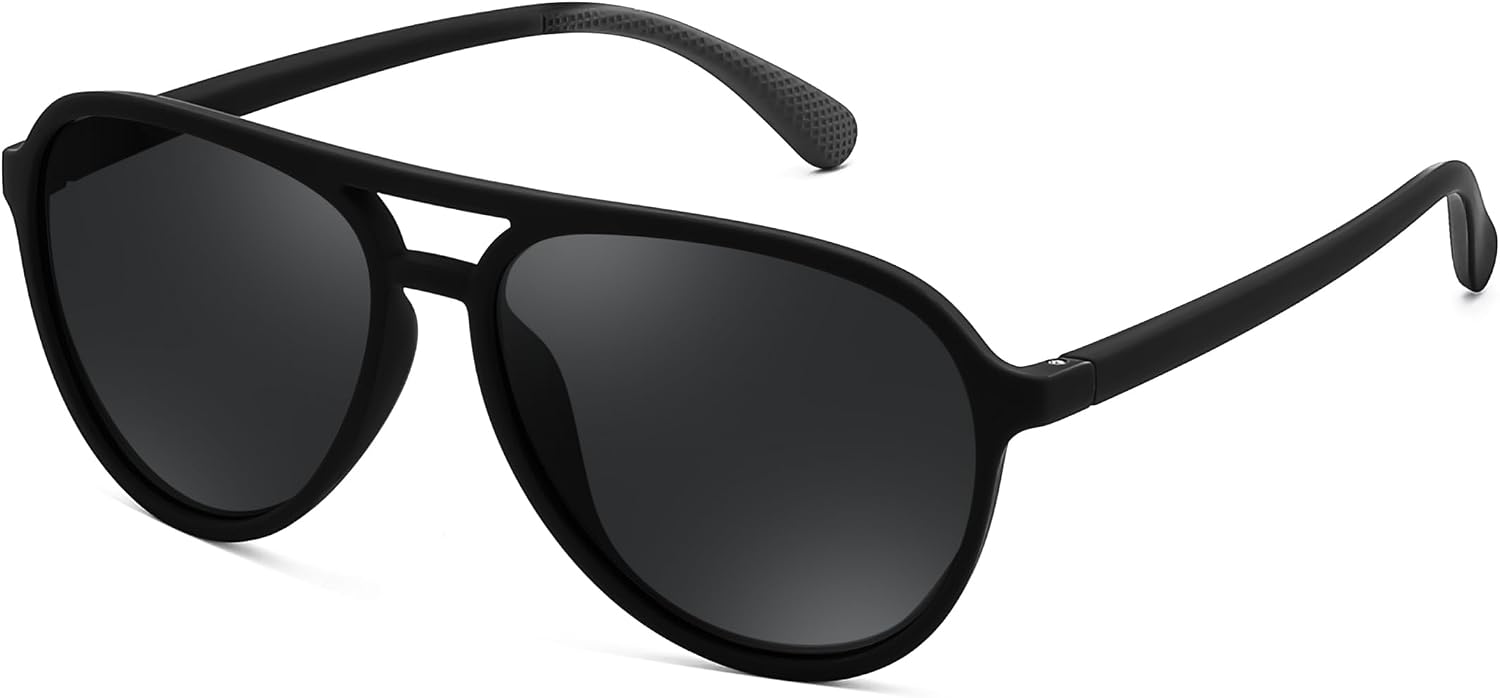 A Black / 56 Millimeters | B0GXP6L5JW | FEISEDY Polarized Aviator Sunglasses for Men Women Trendy Sports B0324 | 100% UV400 protection, HD TAC lenses, Lightweight & durable, Driving, Hiking, Fishing, 50% recycled materials