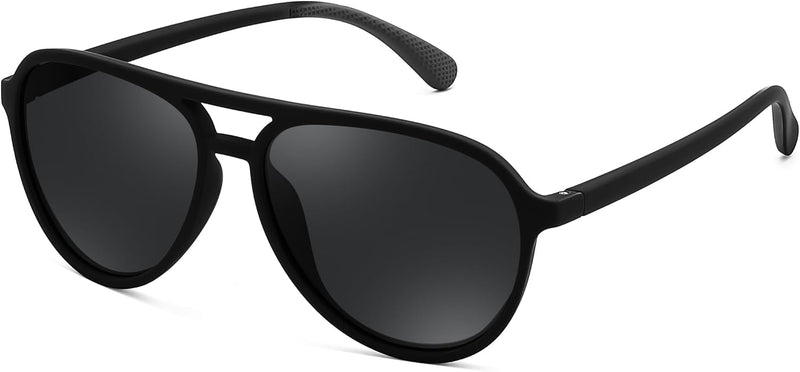 A Black / 56 Millimeters | B0GXP6L5JW | FEISEDY Polarized Aviator Sunglasses for Men Women Trendy Sports B0324 | 100% UV400 protection, HD TAC lenses, Lightweight & durable, Driving, Hiking, Fishing, 50% recycled materials