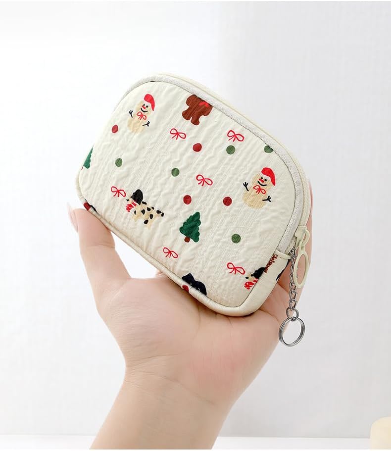 商品图片 4 | B0FLV7YY4L | Cute Wallet for Women Small Pouch Quilted Gift Bag Travel Zipper Organizer for Makeup, Jewelry, Cash, ID Card, Women's Purse Accessory