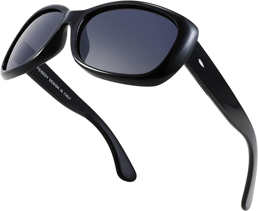 001 Black Frame/Grey / 57 Millimeters | B094CJFYW6 | FEISEDY Vintage Square Polarized Sunglasses for Women Men Havana Thick Wrap Around Sun Glasses UV400 B2703