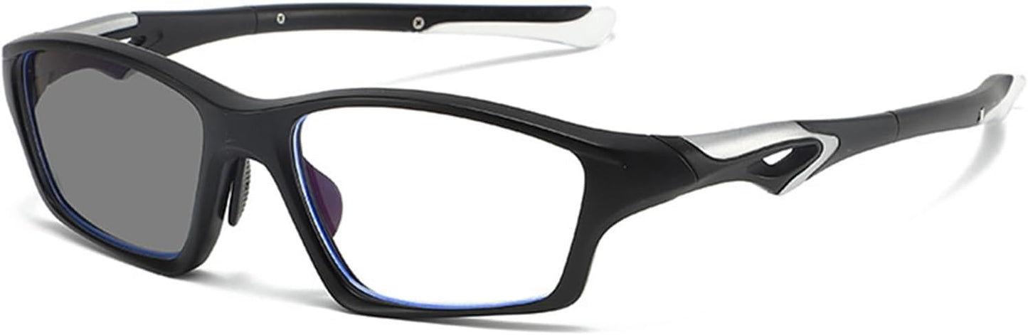 [FEISEDY] ブルーライトカットメガネ 調光レンズ UV400 紫外線カット PCめがね スポーツ眼鏡 度なし メンズ レディース 超軽量26g シリコン鼻パッド ズレにくい ドライブ ランニング サイクリング用 B1805