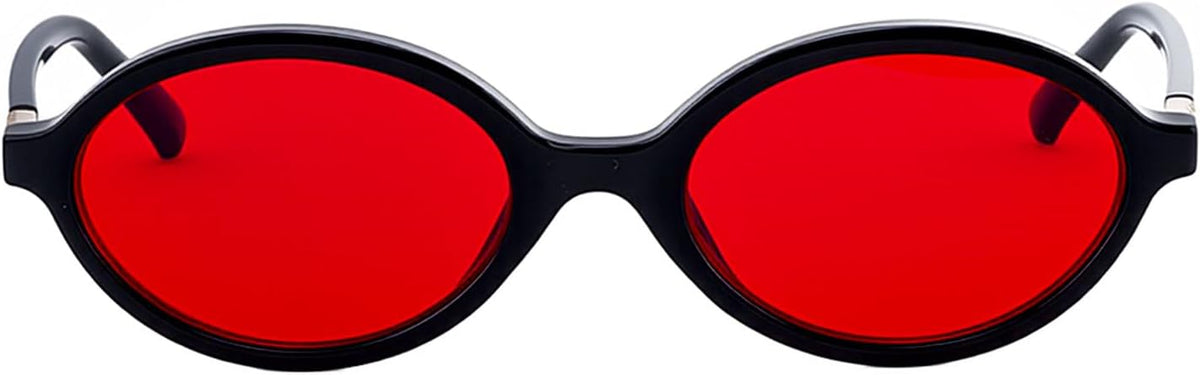 Black Frame & Red Lenese / Red | B0GRV272HK | FEISEDY Oval Blue Light Glasses for Women Men, Red Lens Anti-Blue Light, Fashion Computer Gaming Eyeglasses B0415