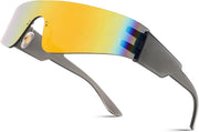 Red Mirrored / 72 Millimeters | B0B1V5RKHF | FEISEDY Y2K Futuristic Sunglasses Women Men Rimless One Piece Miorred B2927