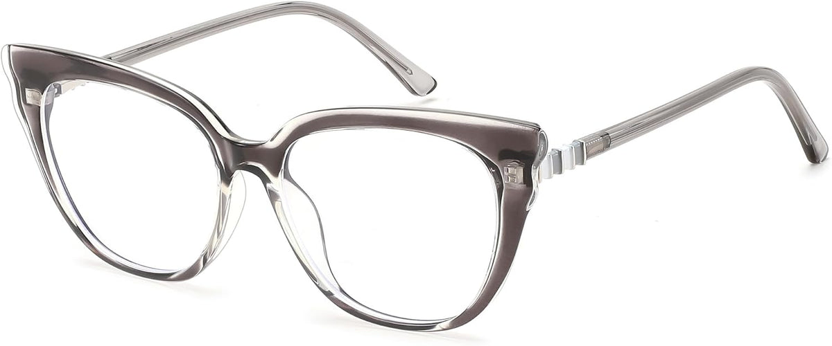 Transparent Grey / 50 Millimeters | B0D5XH6XF4 | FEISEDY Cat Eye Blue Light Blocking Glasses for Women Anti Eyestrain & UV B0182