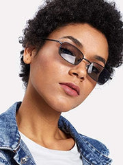 ÉÌƷͼƬ 3 | B079L1KYF3 | FEISEDY Vintage Small Rectangle Sunglasses Women Men Retro Trendy Square Metal Frame Sun Glasses B2295