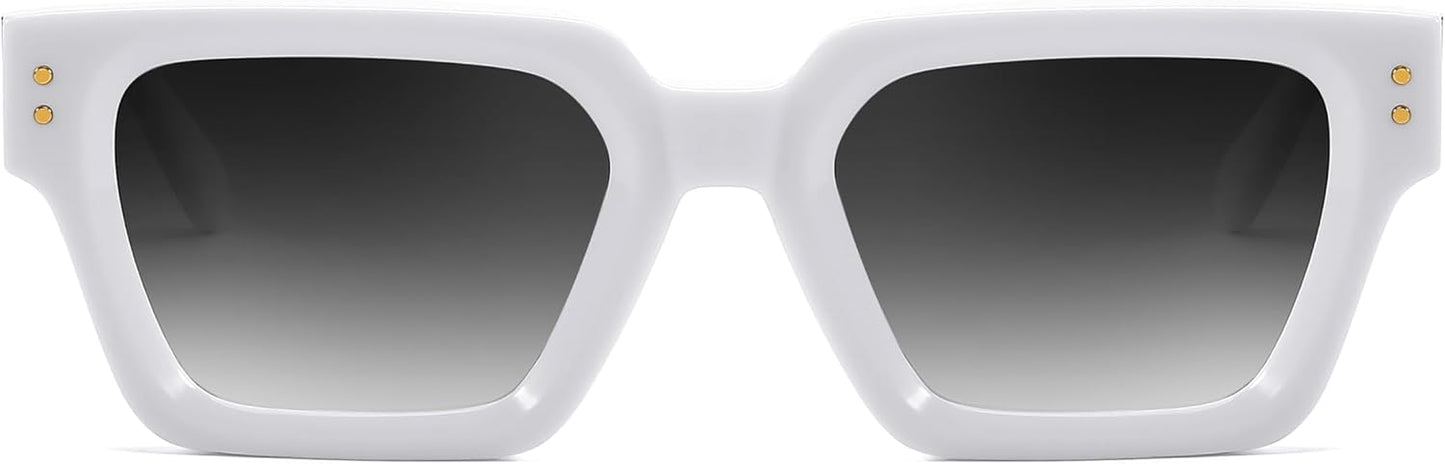 商品图片 10 | B0CHMMTXNK | FEISEDY Retro Rectangle Sunglasses Trendy Chunky Square Sun Glasses for Women Men UV400 Protection B0073
