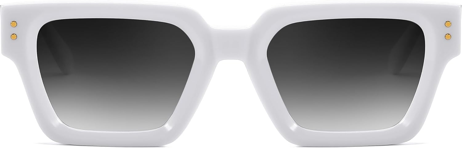 商品图片 10 | B0CHMMTXNK | FEISEDY Retro Rectangle Sunglasses Trendy Chunky Square Sun Glasses for Women Men UV400 Protection B0073