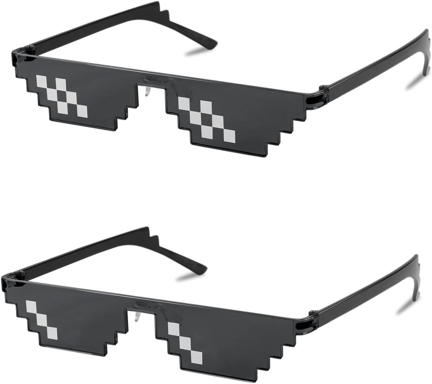 Single Row Black + Double Row Black / 67 Millimeters | B09SCSCKL3 | FEISEDY 2PACK Thug Life Sunglasses Funny Pixelated Mosaic Gamer Glasses Party Disco Cool B2876-F2