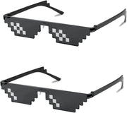 Single Row Black + Double Row Black / 67 Millimeters | B09SCSCKL3 | FEISEDY 2PACK Thug Life Sunglasses Funny Pixelated Mosaic Gamer Glasses Party Disco Cool B2876-F2