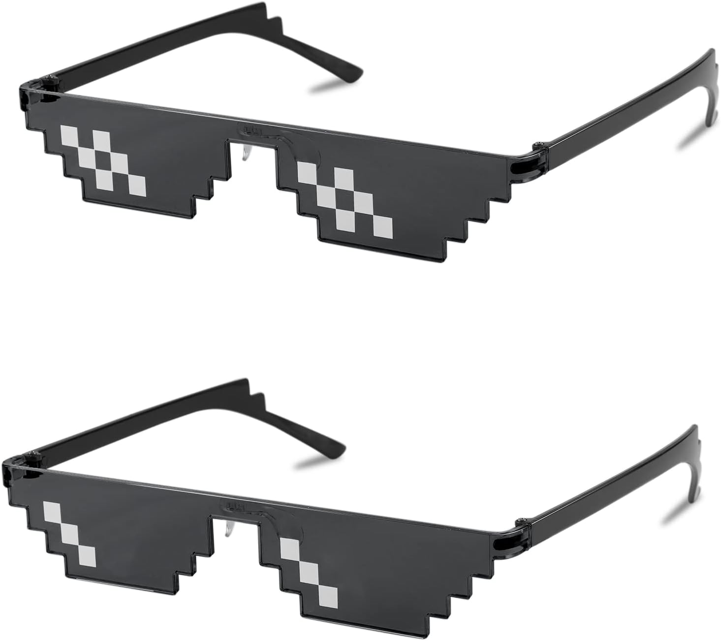 Single Row Black + Double Row Black / 67 Millimeters | B09SCSCKL3 | FEISEDY 2PACK Thug Life Sunglasses Funny Pixelated Mosaic Gamer Glasses Party Disco Cool B2876-F2