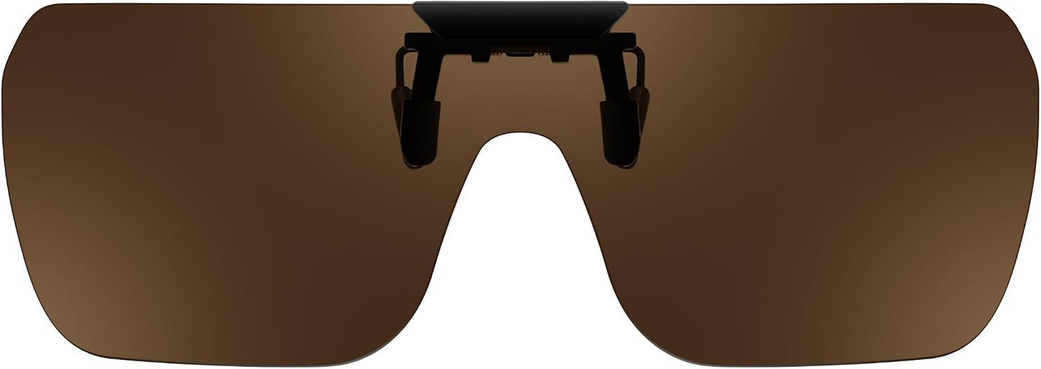 Brown / 65 Millimeters | B0FX3QDD5G | FEISEDY Clip-on Flip Up Rimless One Piece Sunglasses for Glasses TAC Lenses B0345