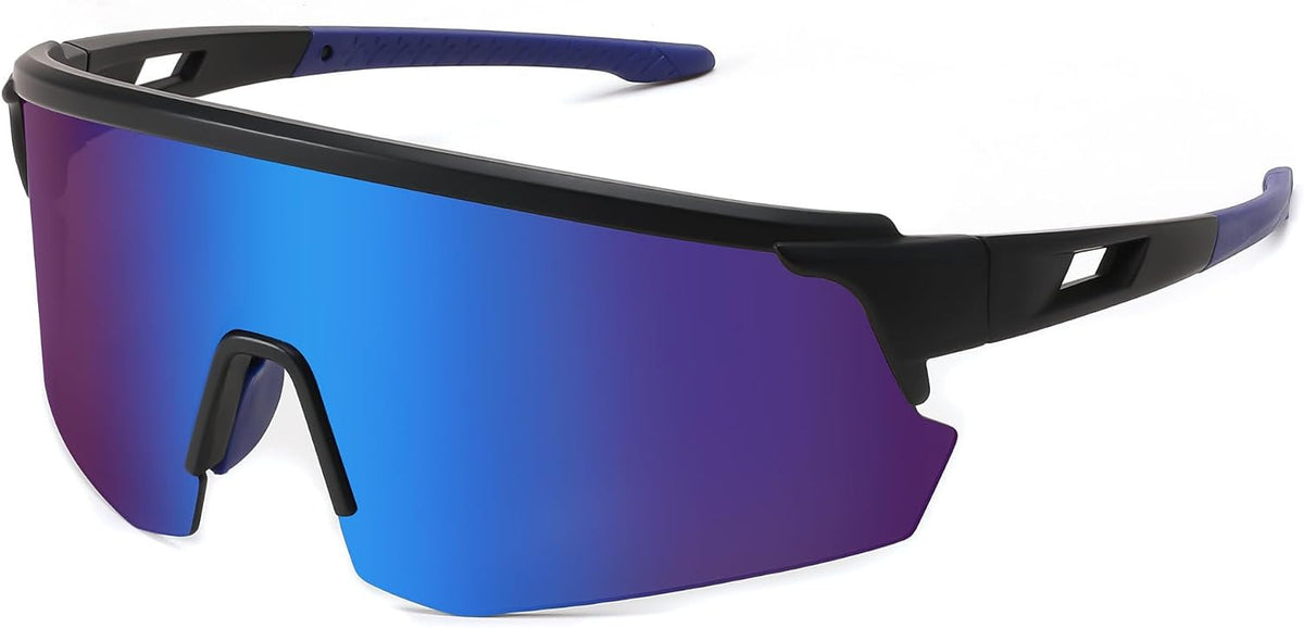 Black Frame & Blue Mirror Lens / 70 Millimeters | B0CSDC9QG9 | FEISEDY Cycling Sunglasses for Men Women, Sports Glasses for Youth Running Baseball Shades UV400 Protection B0108