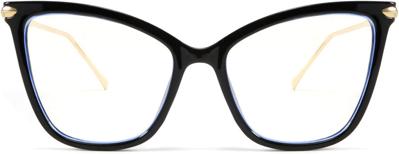 001 Black | B085VWRTLK | FEISEDY Oversized Cat Eye Glasses Frame Blue Light Blocking Eyewear for Women B2589