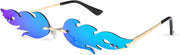 003 Green Mirror Flame / 70 Millimeters | B09JKBJT5Y | FEISEDY Fire Flame Sunglasses for Women Mirror Rimless Fire Shaped Novelty Sunglasses B2839