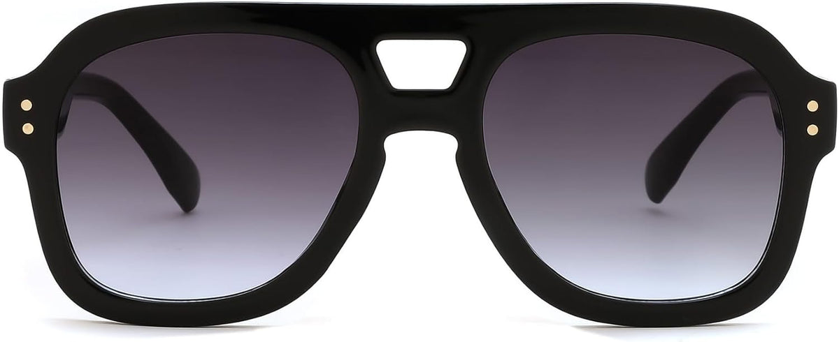 Black Frame & Grey Blue Lens / 53 Millimeters | B0GXP7B5VH | FEISEDY Aviator Sunglasses For Women Men Square Chunky Trendy Eyewear B2846