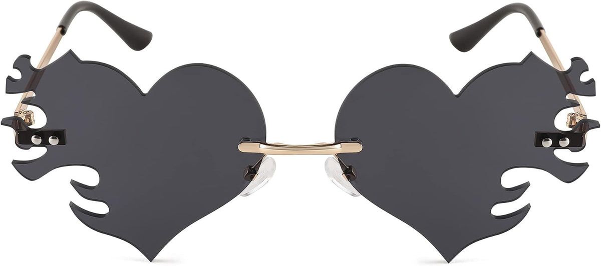 ÉÌƷͼƬ 2 | B0D9428ZX6 | FEISEDY Melting Flame Heart Sunglasses For Women Men Trendy Rimless Fire Shaped Party Glasses B2366