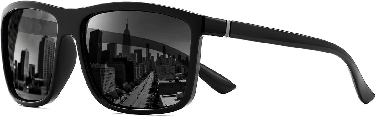 Black / 55 Millimeters | B0GXPDF32L | FEISEDY Square Polarized Sunglasses For Men Women B0322