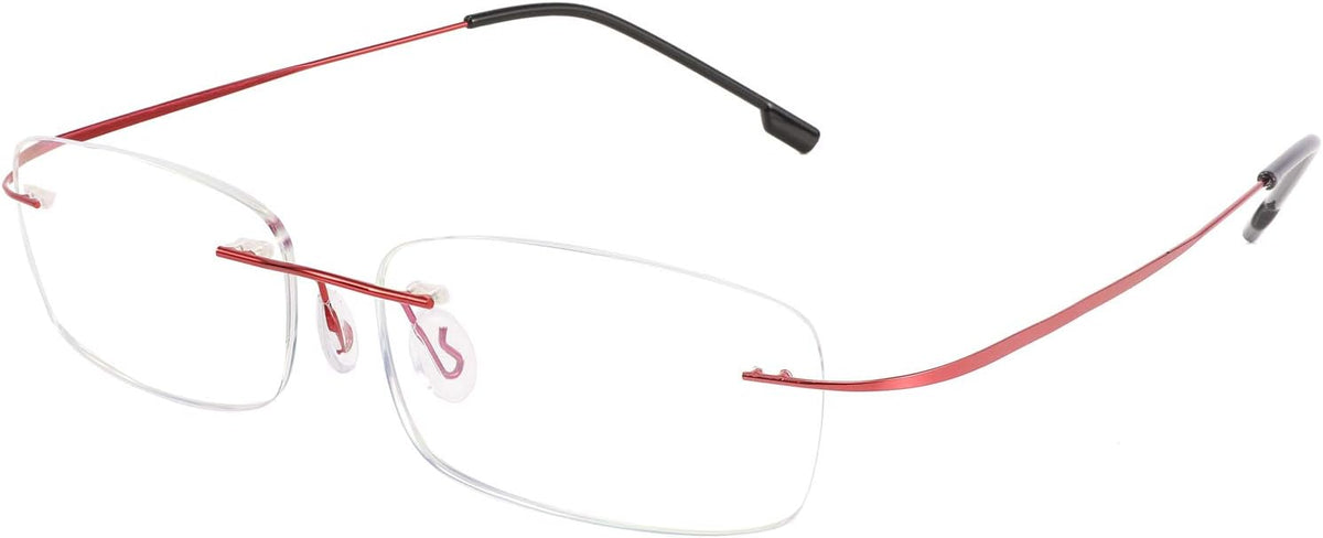 Wine / 2.5 x | B08LNNGDQ3 | FEISEDY Lightweight Rimless Titanium Stainless Steel Anti-Blue Light Reading Glasses B2686