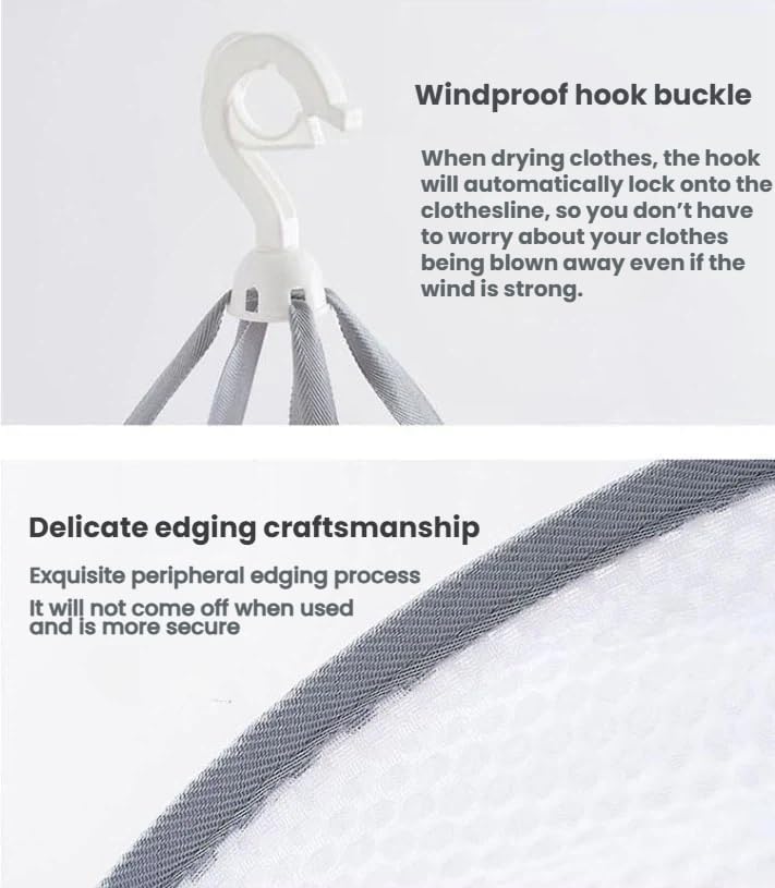 商品图片 3 | B0FX1TVQ72 | 2-Tier Gray Round Mesh Drying pockets for Socks & Underwear, 3.9in Height 18.9in Diameter Drying Rack