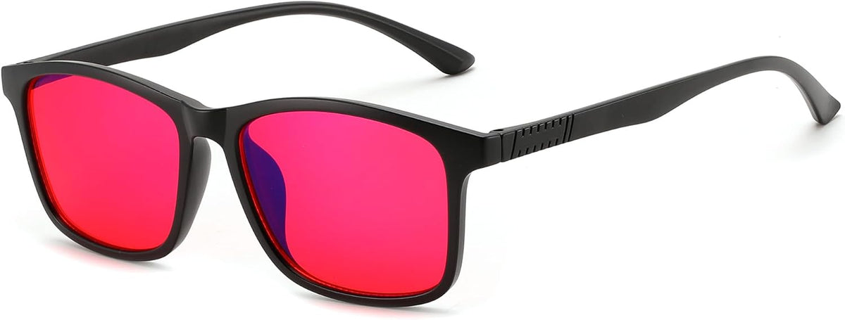 Black Frame-red Lens / 55 Millimeters | B0HCNQ9ZBJ | FEISEDY Classic Blue Light Blocking Glasses for Woman Men B0488