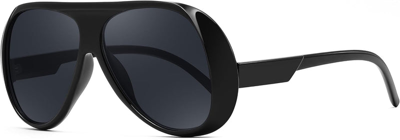 Black Frame Grey Lens / 55 Millimeters | B0FVM4XTFS | FEISEDY Retro Oversized Aviator Sunglasses Womens Men Trendy Vintage 70s Style Big Square Shield B0344