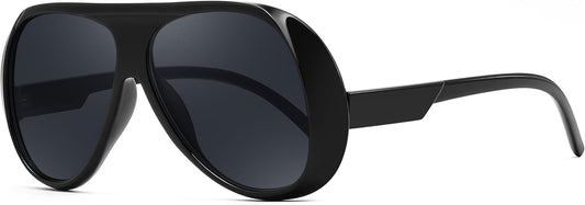 Black Frame Grey Lens / 55 Millimeters | B0FVM4XTFS | FEISEDY Retro Oversized Aviator Sunglasses Womens Men Trendy Vintage 70s Style Big Square Shield B0344