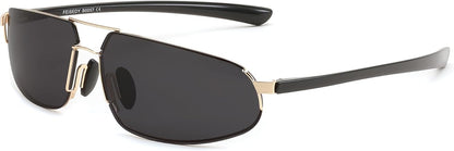 Polarized Gray Lens Gold Frame 01 / 60 Millimeters | B0D22TVRVN | FEISEDY Vintage Sunglasses Men Polarized, Aviator Metal Frame Lightweight, Driving Fishing Running B0057