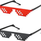 Double Row Red + Double Row Black / 67 Millimeters | B09SDBSHHK | FEISEDY 2PACK Thug Life Sunglasses Funny Pixelated Mosaic Gamer Glasses Party Disco Cool B2876-F2
