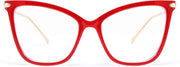 002 Red | B085VXJBHP | FEISEDY Oversized Cat Eye Glasses Frame Blue Light Blocking Eyewear for Women B2589
