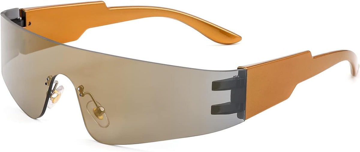 ÉÌƷͼƬ 48 | B0B1V45SXC | FEISEDY Y2K Futuristic Sunglasses Women Men Rimless One Piece Miorred B2927