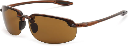 Brown / 65 Millimeters | B0FY1FRVVK | FEISEDY Sports Sunglasses for Men Women TR90 Rimless Frame for Running Fishing Driving B0349