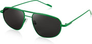 007 Green Frame/Gray Lens / 55 Millimeters | B0BHSKZ8KR | FEISEDY Retro Trendy Aviator Sunglasses Women Men 90s Small Vintage Glasses Stylish Gold Metal Oval Sunglasses B2906