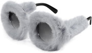 Grey Round 2889 / 70 Millimeters | B09SHC7VSM | FEISEDY Sunglasses Women Plush Fuzzy Soft Velvet Party Masquerade B2877