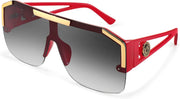 Wine Frame Gradient Grey Lens / 73 Millimeters | B0B1CTKSTT | FEISEDY Square Oversized Sunglasses for Men Women Flat Top B2765