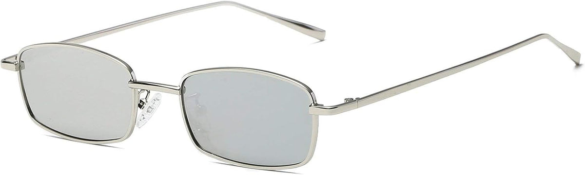 Silver/White Mirrored / 52 Millimeters | B079KZQJKK | FEISEDY Vintage Small Rectangle Sunglasses Women Men Retro Trendy Square Metal Frame Sun Glasses B2295