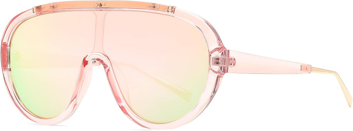Pink Mirrored / 65 Millimeters | B09J27P7V7 | FEISEDY Retro Oversized Sunglasses Women Men One Piece Frame B2580