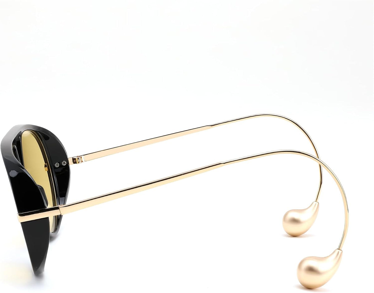 ÉÌƷͼƬ 27 | B0F8N8W8JM | FEISEDY Oversized Aviator Sunglasses With Earring Design for Women Large Big Frame Luxury Designer Shades for Ladies B0296