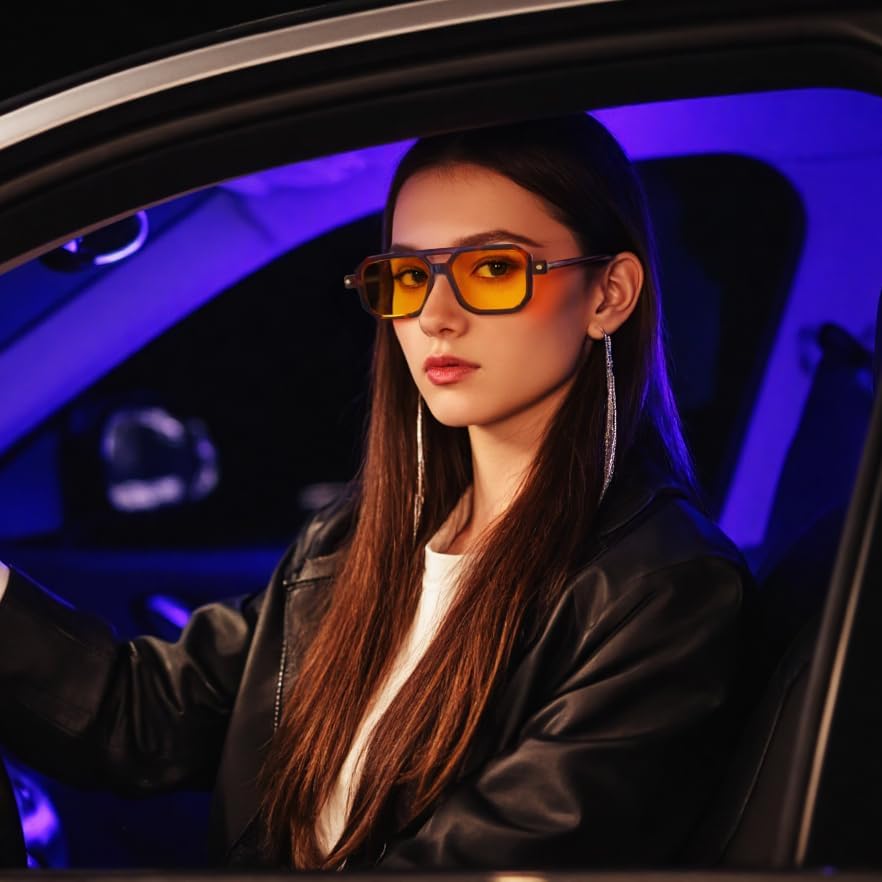 商品图片 175 | B09YTJ4FQZ | FEISEDY Vintage Square 70s Flat Aviator Sunglasses Women Men Classic Retro Stylish Frame UV400 Sunglasses B2622