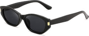 Gloss Black / 55 Millimeters | B0GV7J558D | FEISEDY Retro Cat Eye Sunglasses for Women Trendy Shades Chunky Frame B0418