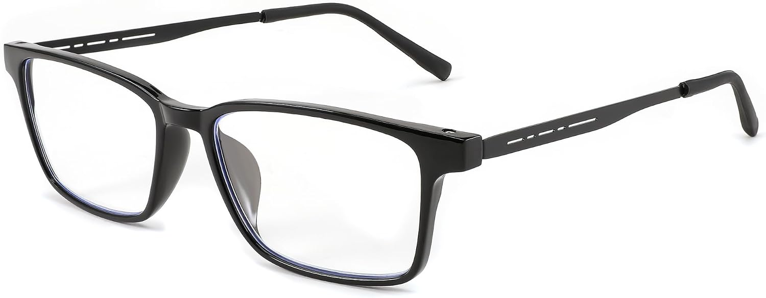 Black / 1.5 x | B0C76TH7N3 | FEISEDY Lightweight TR90 Flexible Titanium B Rectangle Reading Glasses Anti-Blue Light Eyeglass B0018