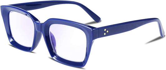 Blue / 2.5 x | B07TCM52QY | FEISEDY Retro Square Blue Light Blocking Reading Glasses B2479