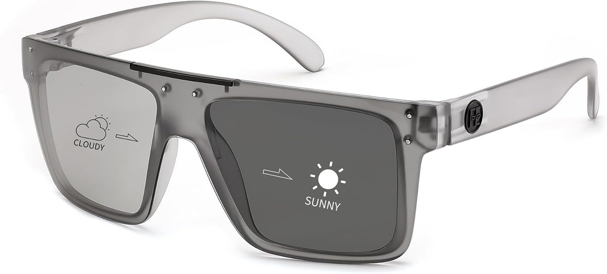 Light Grey Photochromic Mirrors / 72 Millimeters | B0DRG3VVL8 | FEISEDY Polarized Sunglasses for Men, Z87 Oversized Square Flat Top B2990
