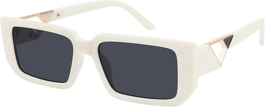 002 White Frame/Gray Lens / 53 Millimeters | B0BP7NZR55 | FEISEDY Small Fashion Square Sunglasses for Women Men 90s Vintage Rectangle Sunglasses B2972