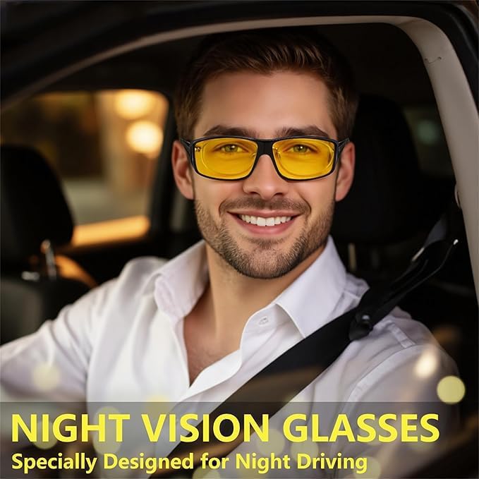 商品图片 6 | B0DK39MNNQ | DJ10094 Night Vision Glasses Fit Over Glasses, Anti Glare Yellow Lens for Men & Women