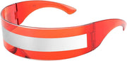 Red | Silver Stripe / 70 | B099981K23 | FEISEDY 80s Futuristic Cyclops Cyber Visor Sunglasses Men Women Punk Style Cosplay B2740
